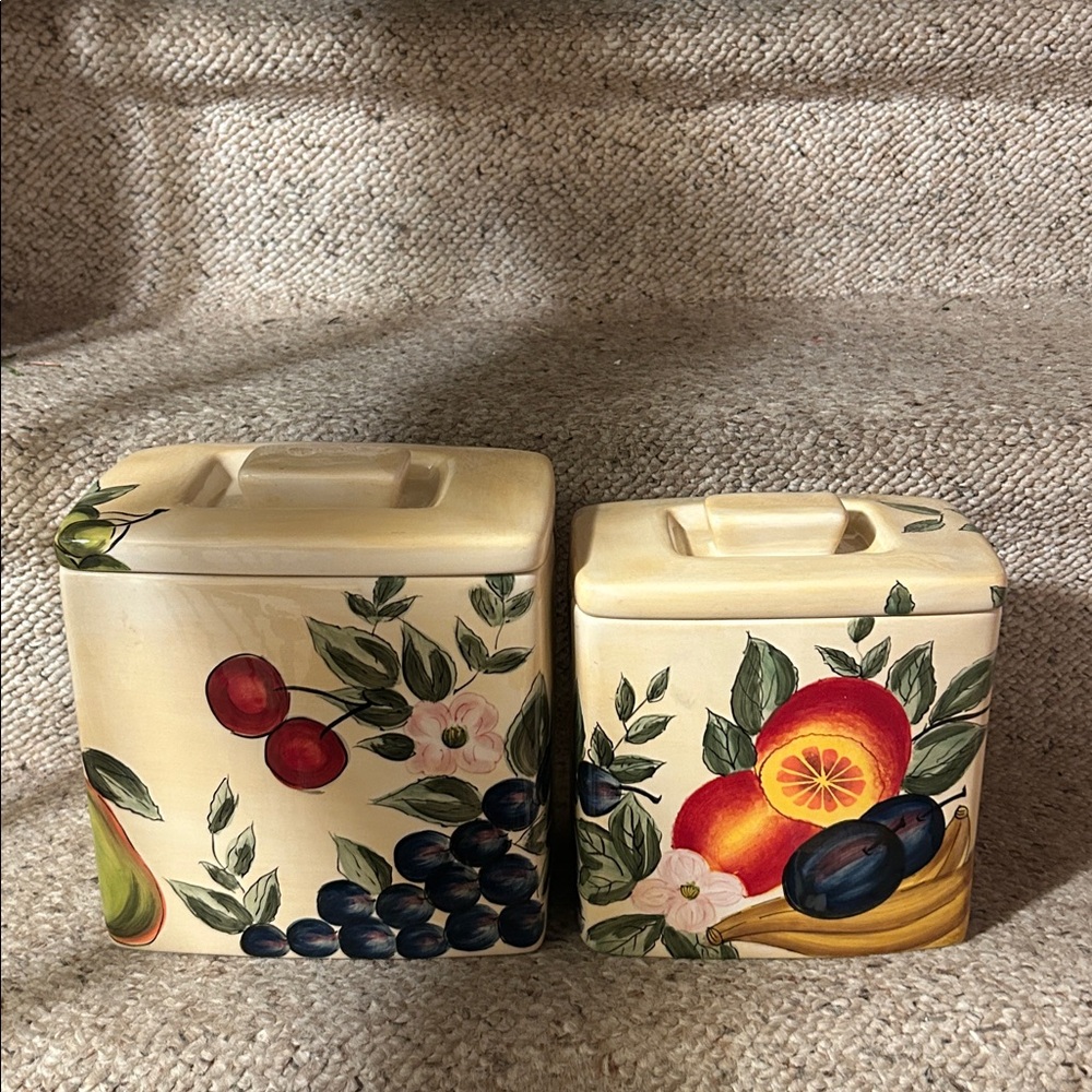 Dario Farrucci Designs Hand Crafted & Painted Fruit-Themed Ceramic 2 Canisters